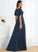 V-neck Fabric Floor-Length Length Silhouette A-Line Neckline Embellishment SplitFront Giselle Spaghetti Staps A-Line/Princess