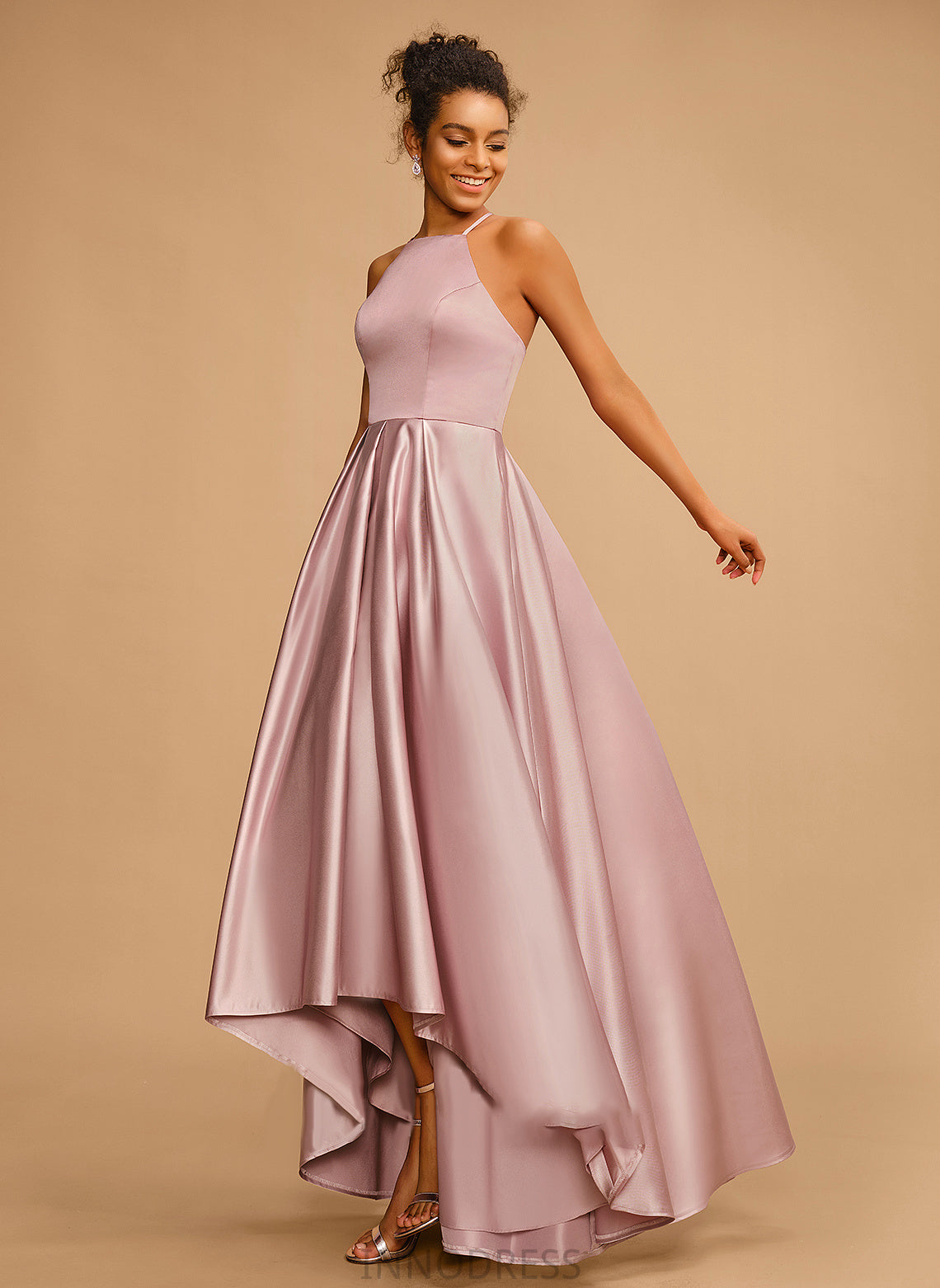 A-Line Prom Dresses Danna Asymmetrical Neckline Satin Square