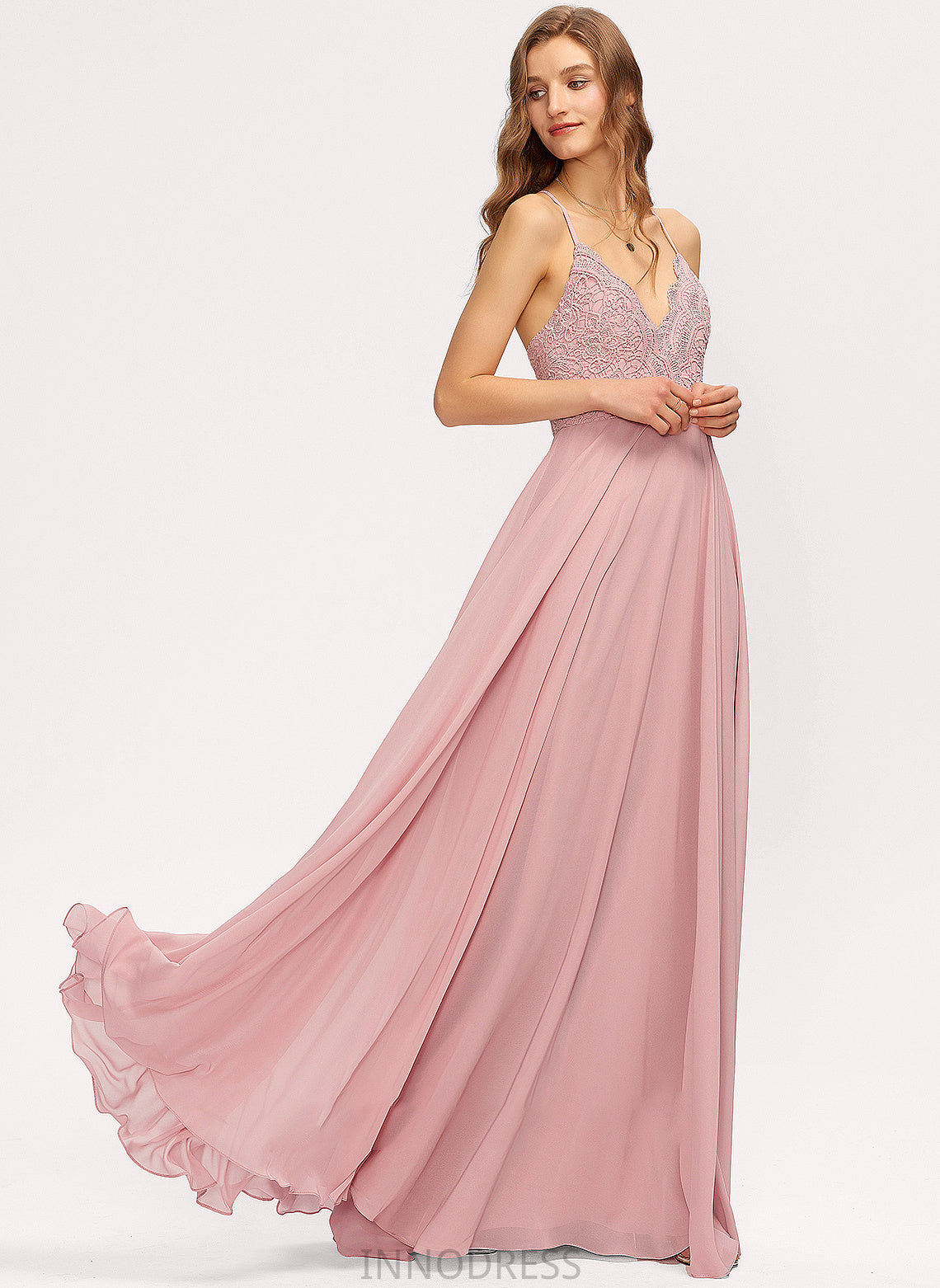 Chiffon Prom Dresses A-Line V-neck Aisha Floor-Length