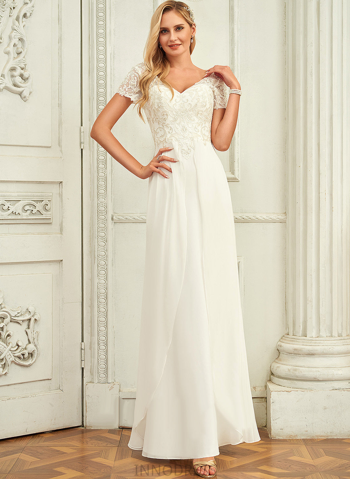 Wedding Dress Wedding Dresses Floor-Length A-Line Chiffon Lindsay V-neck