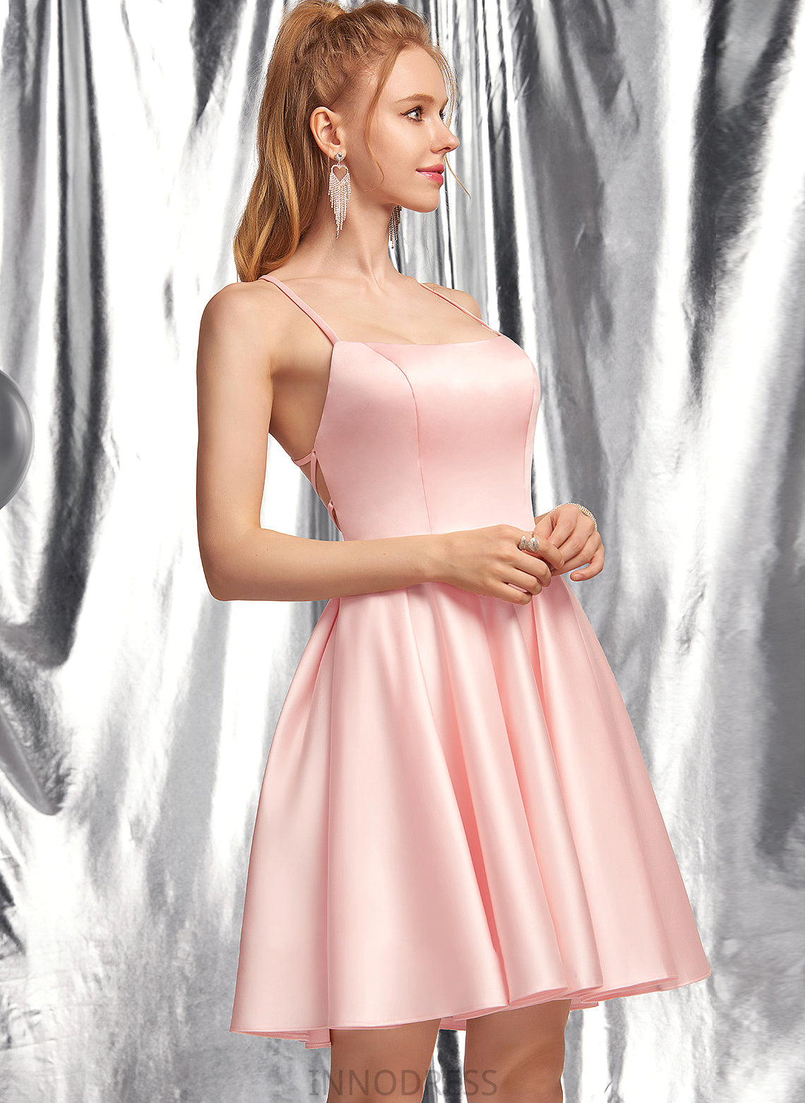 Prom Dresses Square Short/Mini Neckline A-Line Satin Kiana