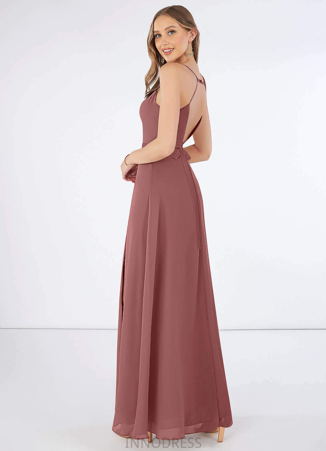 Josie Natural Waist Floor Length A-Line/Princess Scoop Sleeveless Bridesmaid Dresses