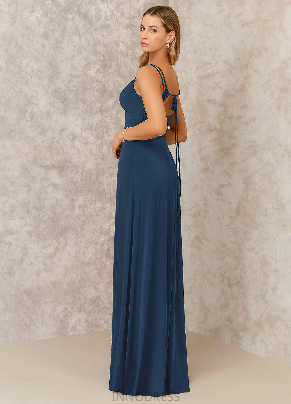 Danica V-Neck Natural Waist Sleeveless A-Line/Princess Floor Length Bridesmaid Dresses