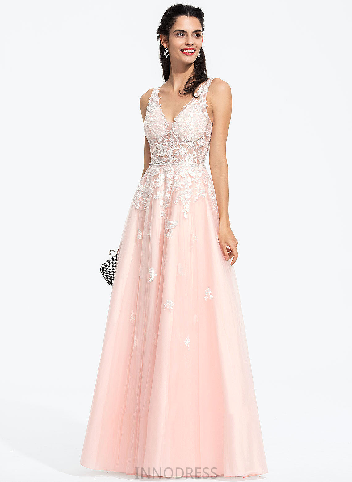 Ball-Gown/Princess Wedding Beading With Sequins Wedding Dresses Floor-Length Ella Dress Tulle V-neck