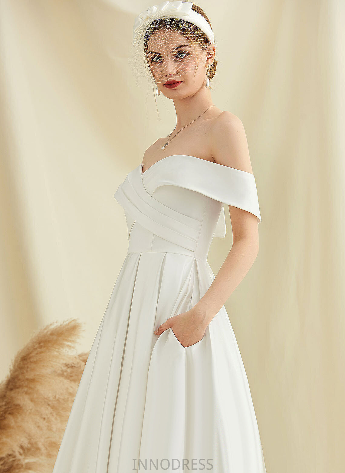 Dress Wedding A-Line Tea-Length Wedding Dresses Jamie Satin