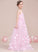 With Adelaide Ruffle Tulle One-Shoulder Floor-Length A-Line Flower(s) Junior Bridesmaid Dresses