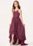 A-Line Chiffon Neck Asymmetrical Ruffles Cascading Dulce Junior Bridesmaid Dresses With Bow(s) Scoop