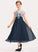 Neck Ariella Tea-Length A-Line Chiffon Lace Scoop Junior Bridesmaid Dresses