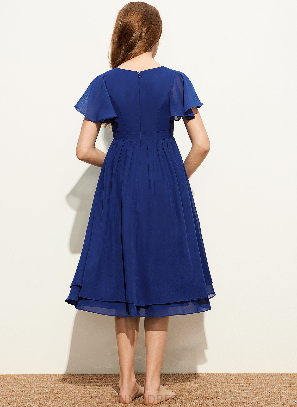 Bow(s) Neck Brittany With Scoop Chiffon Junior Bridesmaid Dresses Knee-Length A-Line