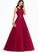 Ball-Gown/Princess Sweep Neck Train Scoop With Gloria Beading Tulle Prom Dresses