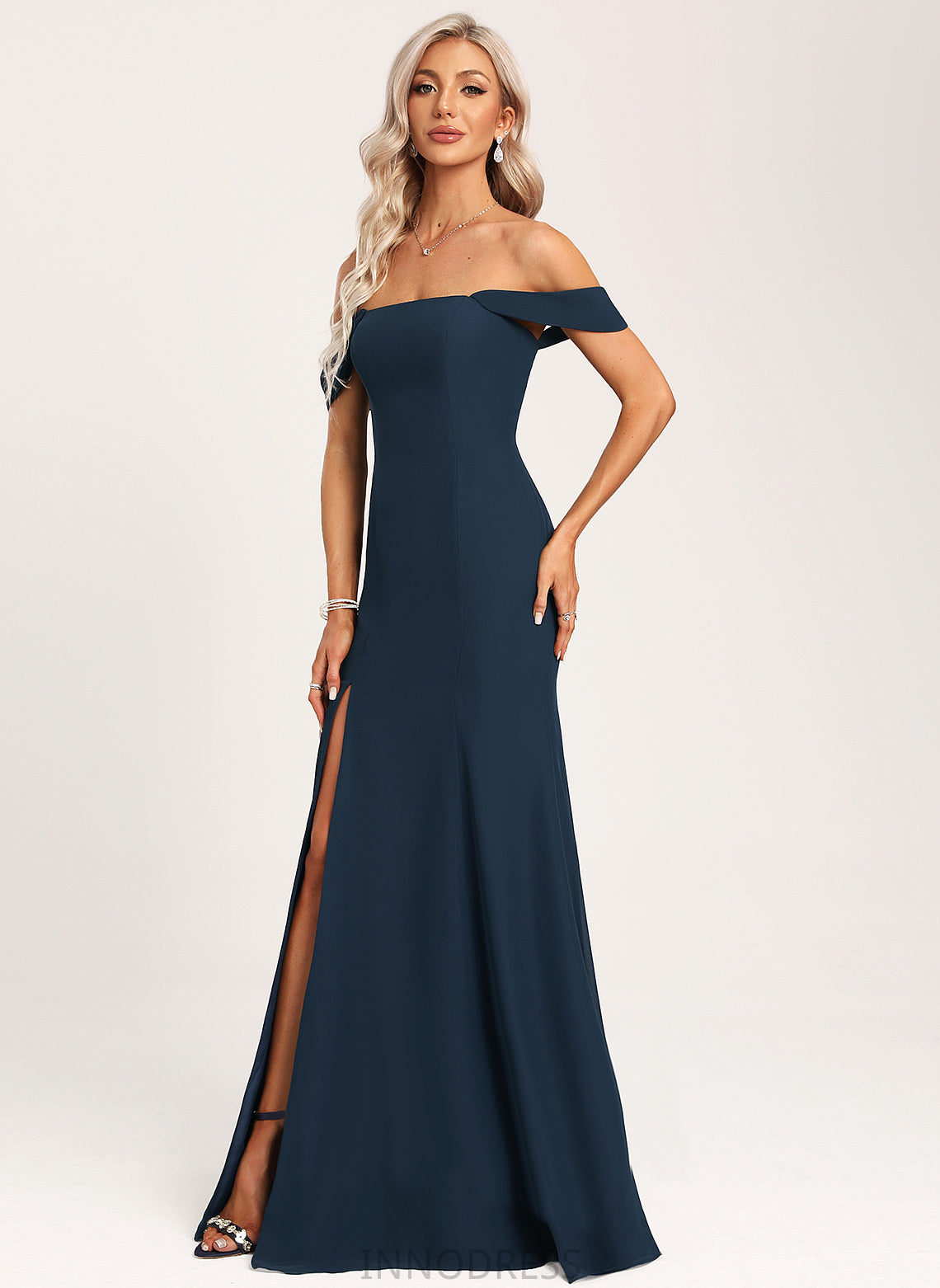 Floor-Length Silhouette Neckline Fabric Trumpet/Mermaid Off-the-Shoulder Straps&Sleeves Length Crystal Knee Length Sleeveless A-Line/Princess Bridesmaid Dresses