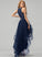 Tiara Sequins Lace With Scoop Tulle Prom Dresses Neck Beading Asymmetrical Ball-Gown/Princess