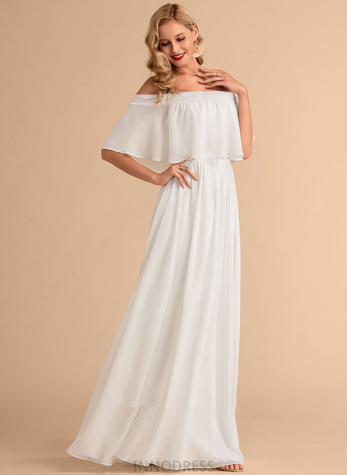 With A-Line Wedding Amanda Wedding Dresses Floor-Length Chiffon Split Front Dress