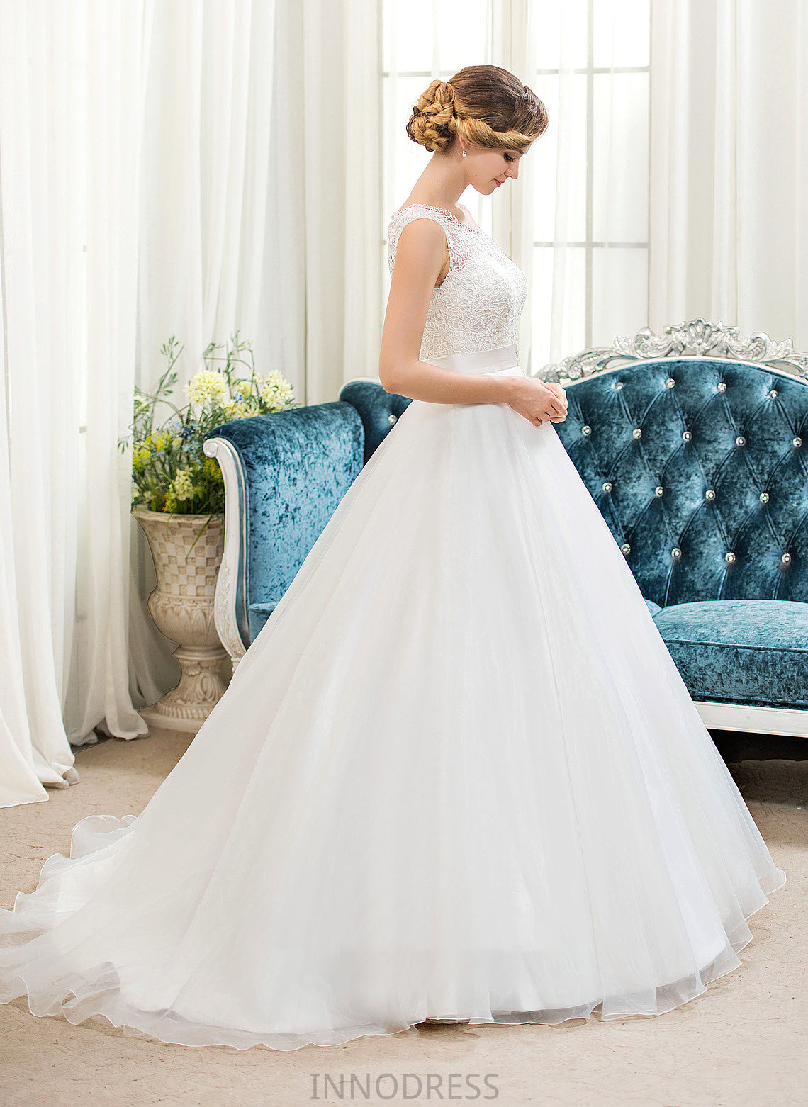 Sequins Dress Lace With Scoop Iyana Ball-Gown/Princess Organza Wedding Neck Sweep Train Beading Wedding Dresses