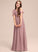 Abigail Cascading V-neck Floor-Length Ruffles Chiffon A-Line With Junior Bridesmaid Dresses