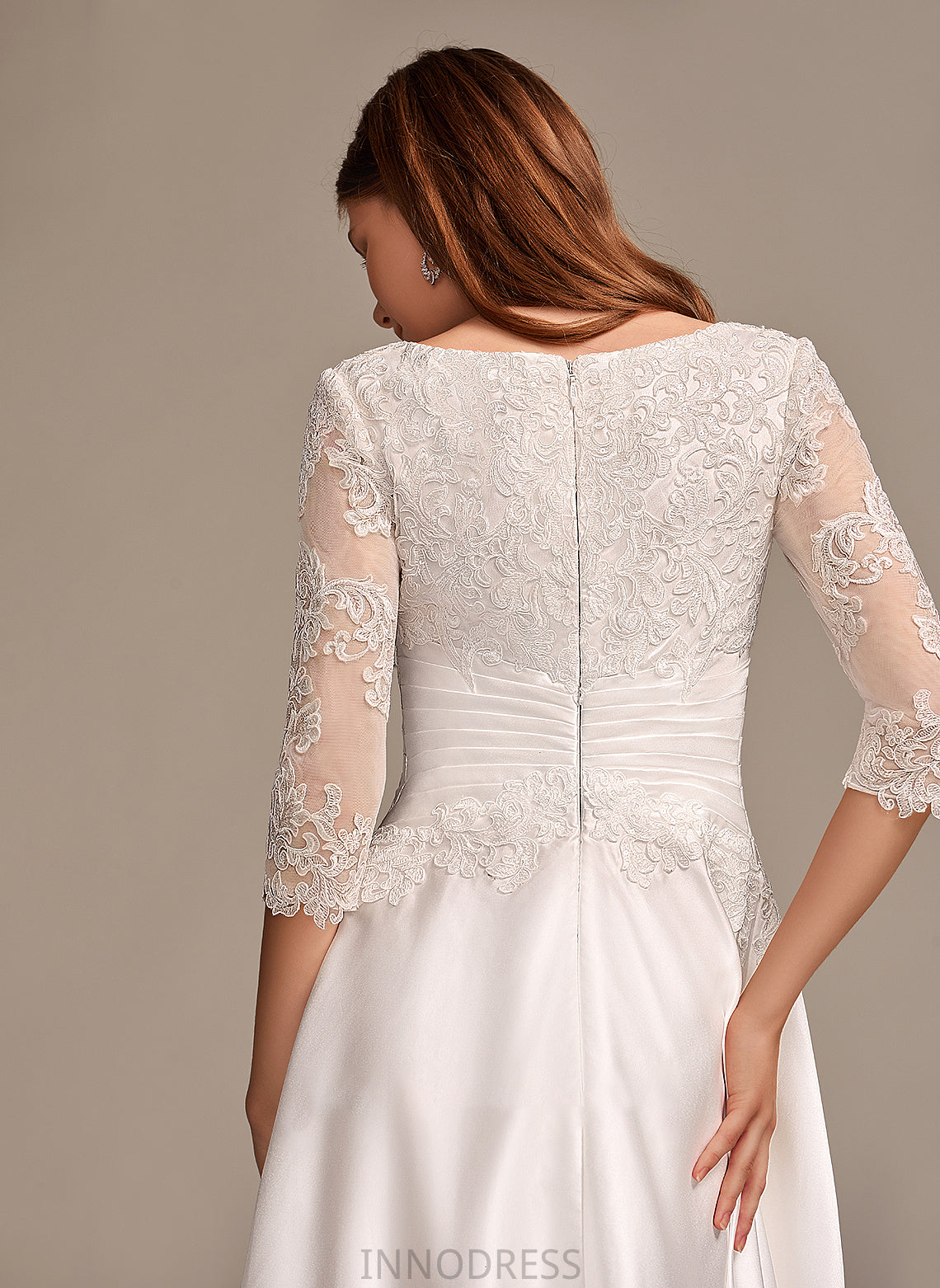 Pockets Neck With Wedding Dress Tea-Length Scoop Wedding Dresses Livia A-Line