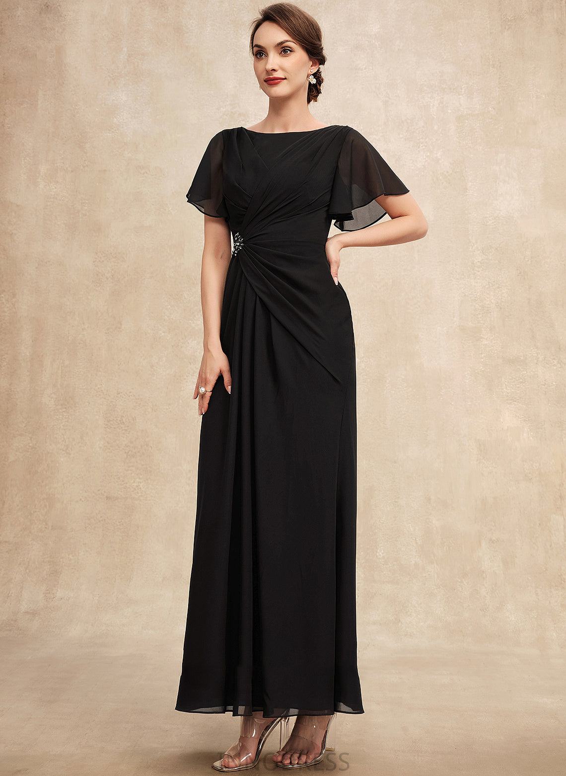 With Ankle-Length the Scoop Mother of the Bride Dresses A-Line Neck Mother Kimberly Bride Ruffle Chiffon Dress of Beading