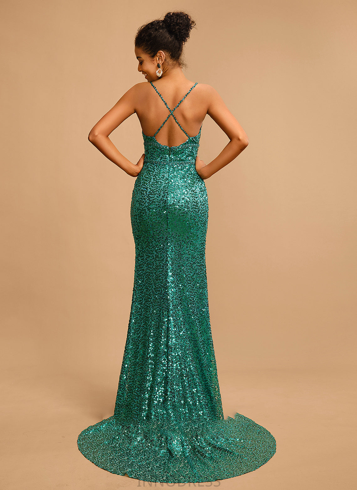 Sequins V-neck Sequined Beading Prom Dresses Delaney With Floor-Length Trumpet/Mermaid