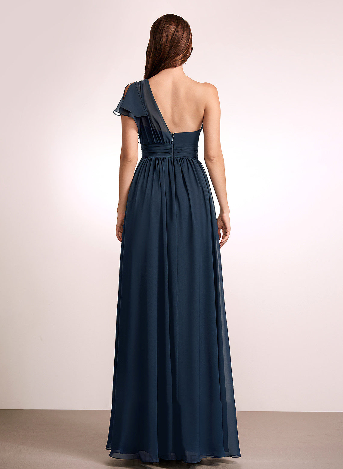 Embellishment Ruffle Fabric Length Floor-Length A-Line Silhouette One-Shoulder Neckline Salome Sleeveless Natural Waist