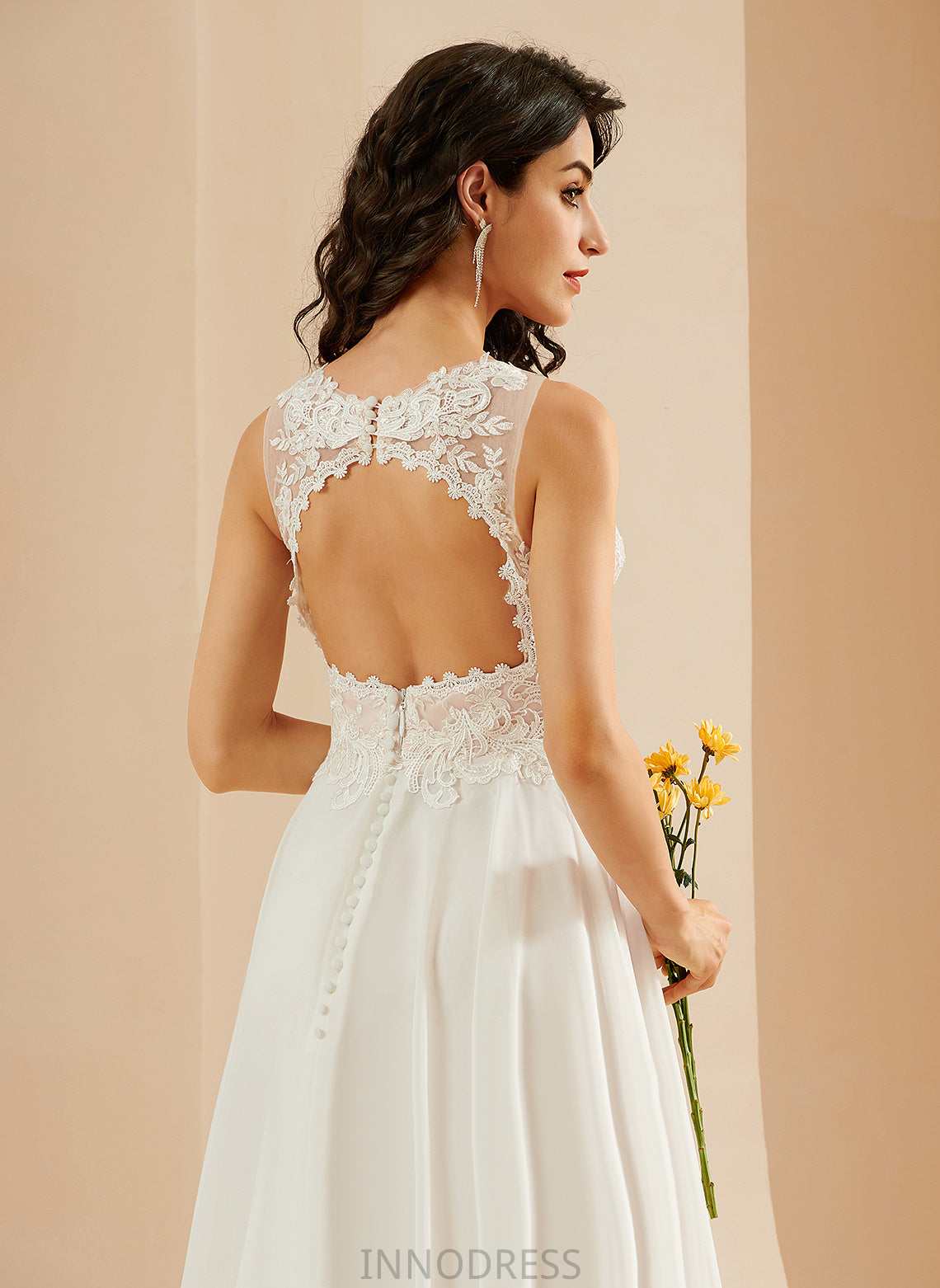 V-neck A-Line Asia Knee-Length Lace Dress Wedding Chiffon Wedding Dresses With Sequins