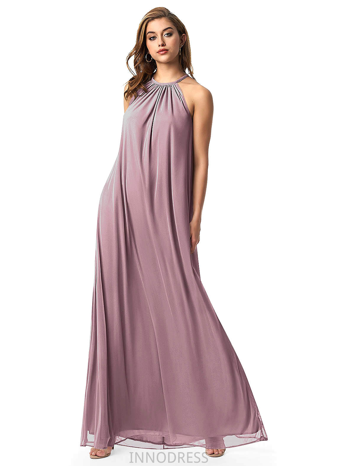 Elise Floor Length Natural Waist A-Line/Princess Straps Sleeveless Bridesmaid Dresses