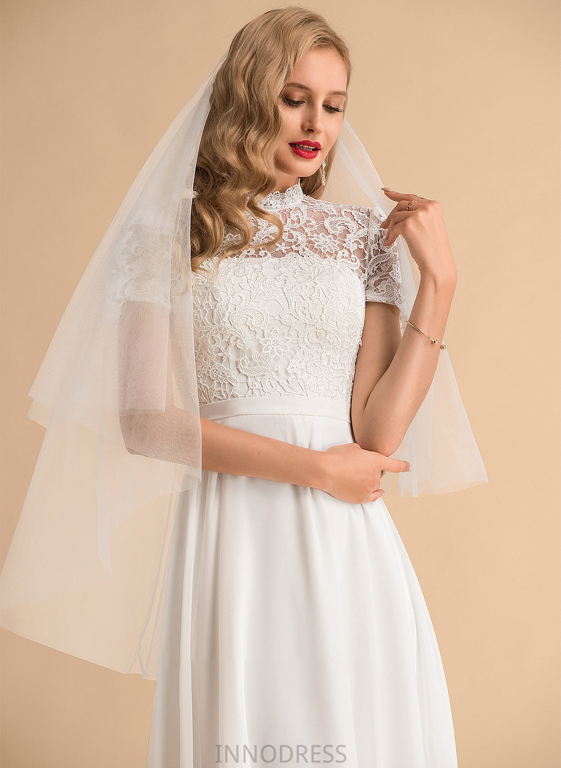 Lace High Wedding Dress Wedding Dresses Floor-Length Gianna Neck Chiffon A-Line