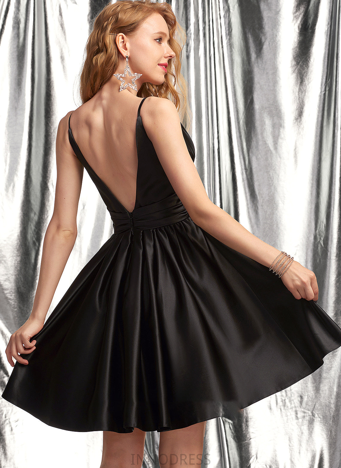 Short/Mini Prom Dresses Alina Satin A-Line V-neck