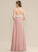 Split Sage Chiffon Prom Dresses A-Line V-neck Floor-Length With Front Lace