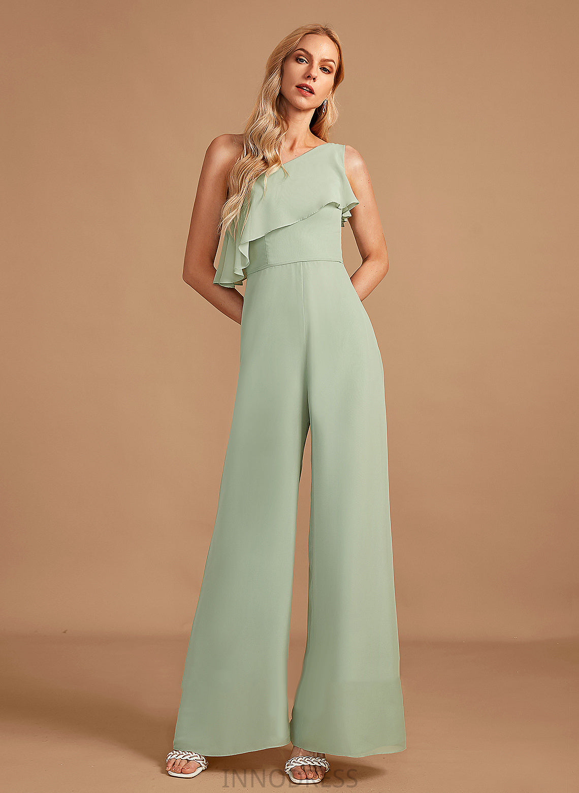 Neckline Length Ruffle Floor-Length Embellishment One-Shoulder Straps Fabric Emilia Floor Length V-Neck Trumpet/Mermaid Bridesmaid Dresses