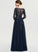 Tulle Floor-Length Prom Dresses A-Line V-neck Sequins With Trinity
