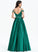 Beading Haven V-neck With Ball-Gown/Princess Prom Dresses Floor-Length Satin Sequins