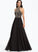 Christina High Sequins Floor-Length Prom Dresses A-Line Beading With Neck Chiffon