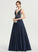 Ball-Gown/Princess V-neck Aubrie Floor-Length Sequins Beading With Prom Dresses Satin