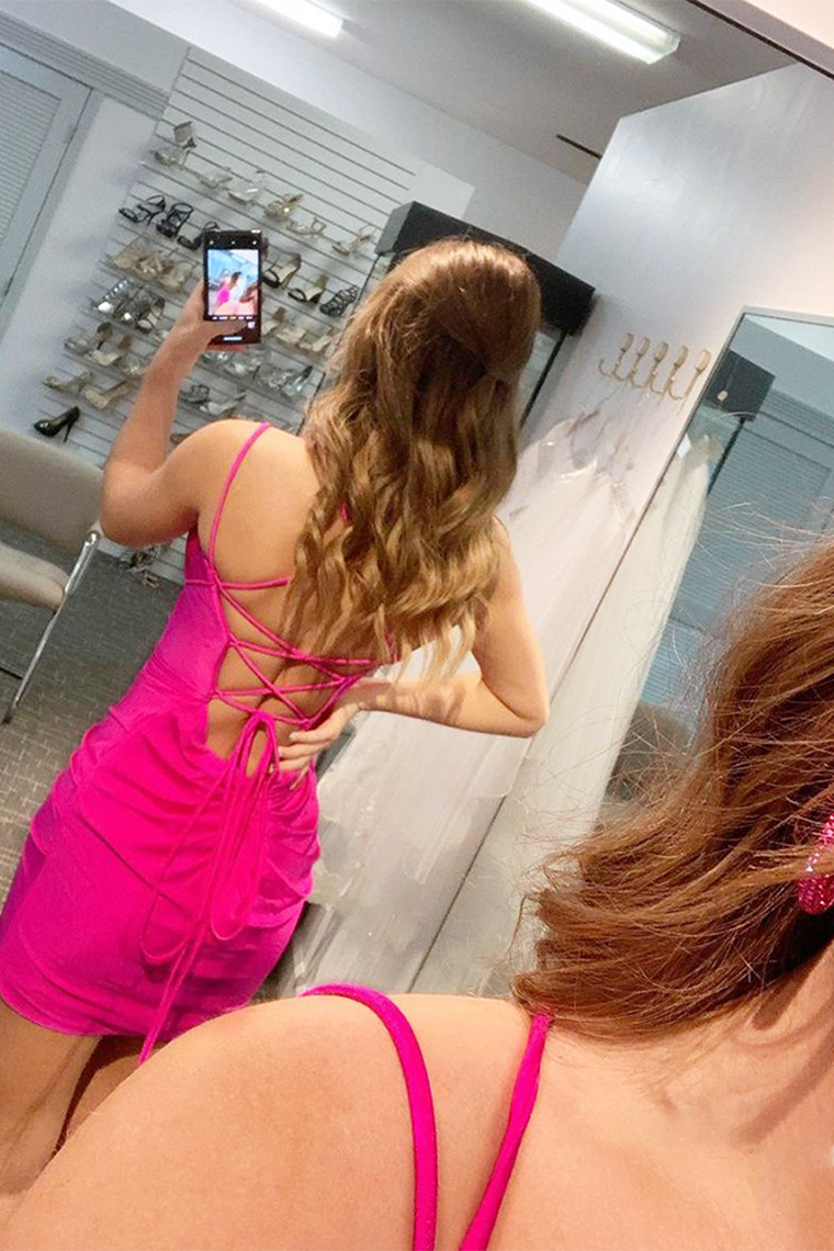 V-Neck Pink Homecoming Dresses Lorelei Sexy Halter Hot