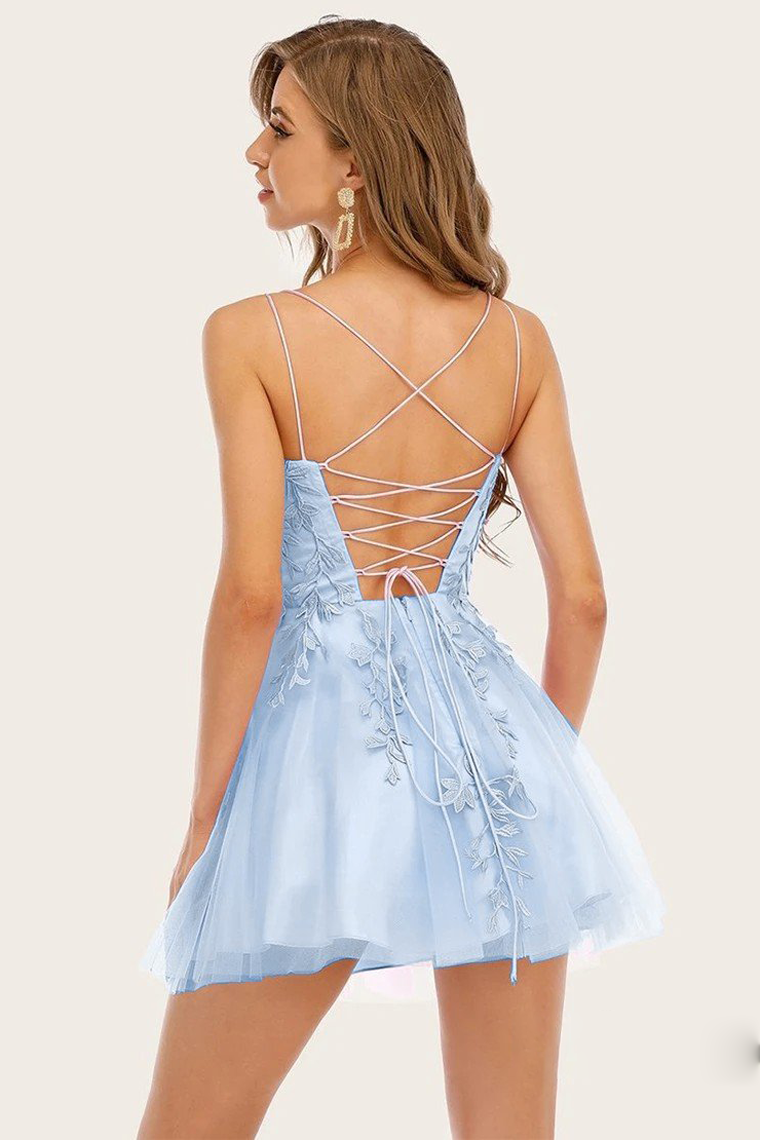 Blue Gisselle Homecoming Dresses Jay Spaghetti Straps