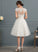 Lace Tulle Dress Knee-Length V-neck Wedding Dresses Ellen A-Line Wedding