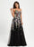 Matilda Prom Dresses Sweep Train Ball-Gown/Princess Tulle With V-neck Lace