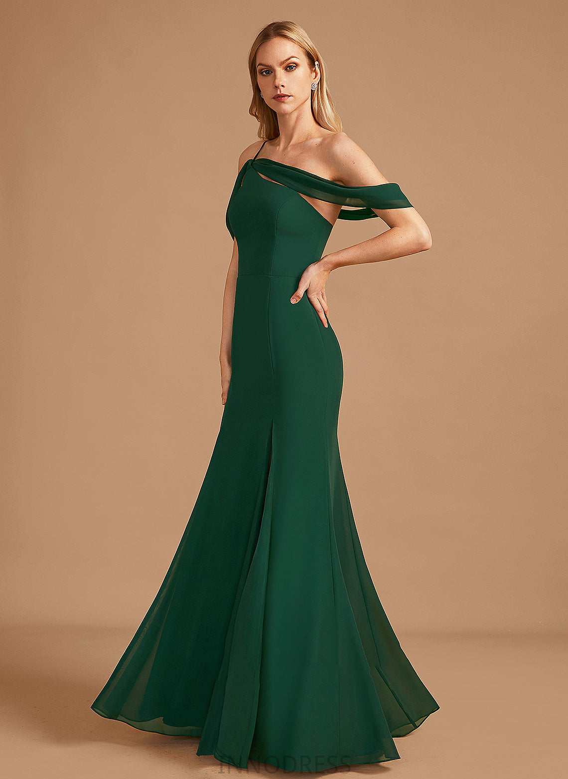 Embellishment Neckline Floor-Length One-Shoulder Length Trumpet/Mermaid Silhouette SplitFront Fabric Emma A-Line/Princess Scoop