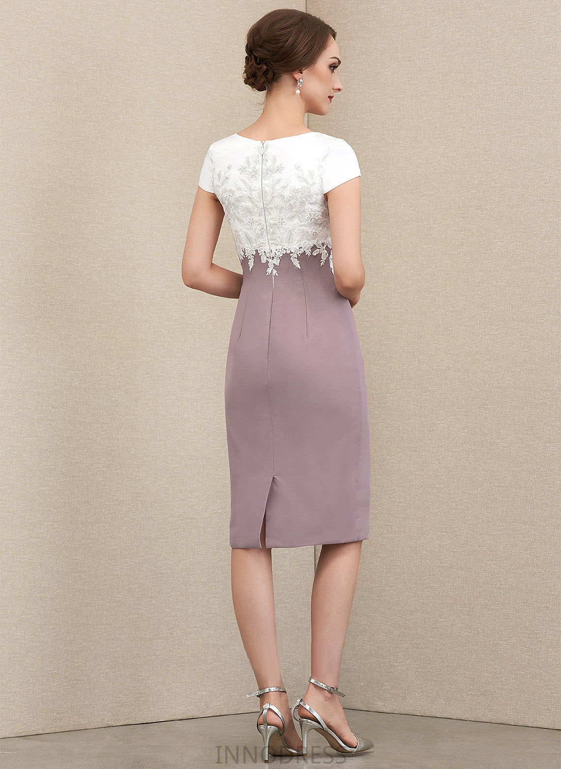 Chiffon Neck Elisa Scoop Knee-Length Lace the Mother of the Bride Dresses Bride of Sheath/Column Dress Mother