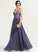 V-neck Lilliana Sequins A-Line Chiffon Beading With Floor-Length Prom Dresses