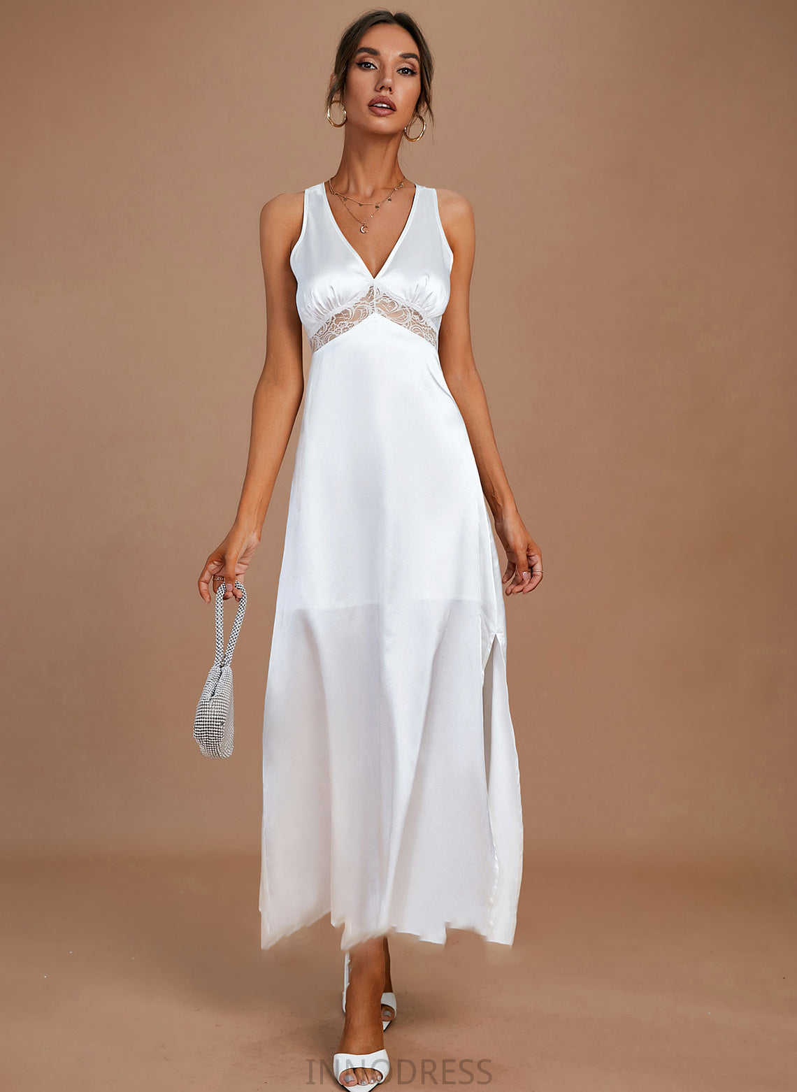 Wedding Sheath/Column Wedding Dresses Dress V-neck Liana Ankle-Length