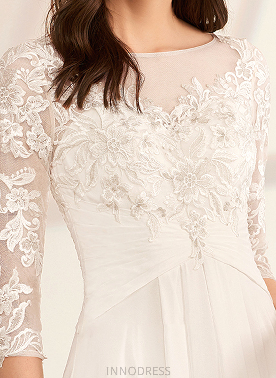 Wedding Ruffle A-Line Floor-Length Daniela With Beading Dress Wedding Dresses Illusion