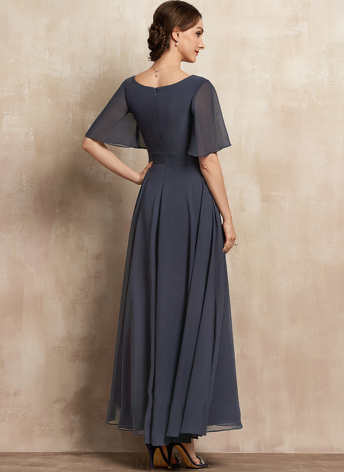 Sequins Beading Bride of Chiffon With Ruffle the A-Line Dress V-neck Mother of the Bride Dresses Ankle-Length Mother Zara
