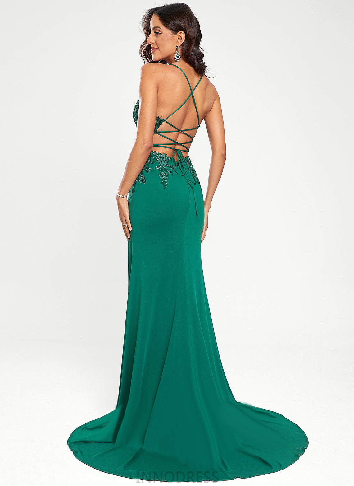 Sequins Prom Dresses Trumpet/Mermaid Lois With Train Jersey V-neck Sweep