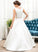 Ball-Gown/Princess Satin Megan Sequins Neck Wedding Dresses Dress Scoop With Floor-Length Wedding Beading