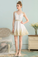 A-Line V-Neck Kendall Homecoming Dresses Satin Appliques Short White