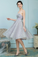 A-Line Strapless Grey Ball Gown With Lace Lacey Homecoming Dresses Rhinestones