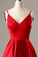 A-Line Spaghetti Straps Short Red Nathalie Homecoming Dresses With Pockets