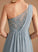 Fabric Embellishment Lace Silhouette Sequins One-Shoulder A-Line Neckline Floor-Length Length Rayne Halter