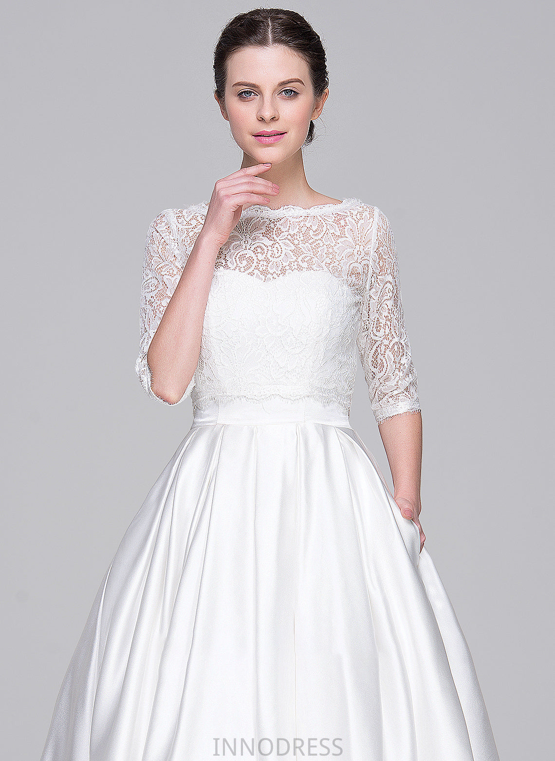 Dress Wedding Pockets With Ball-Gown/Princess Satin Anabel Tea-Length Sweetheart Wedding Dresses